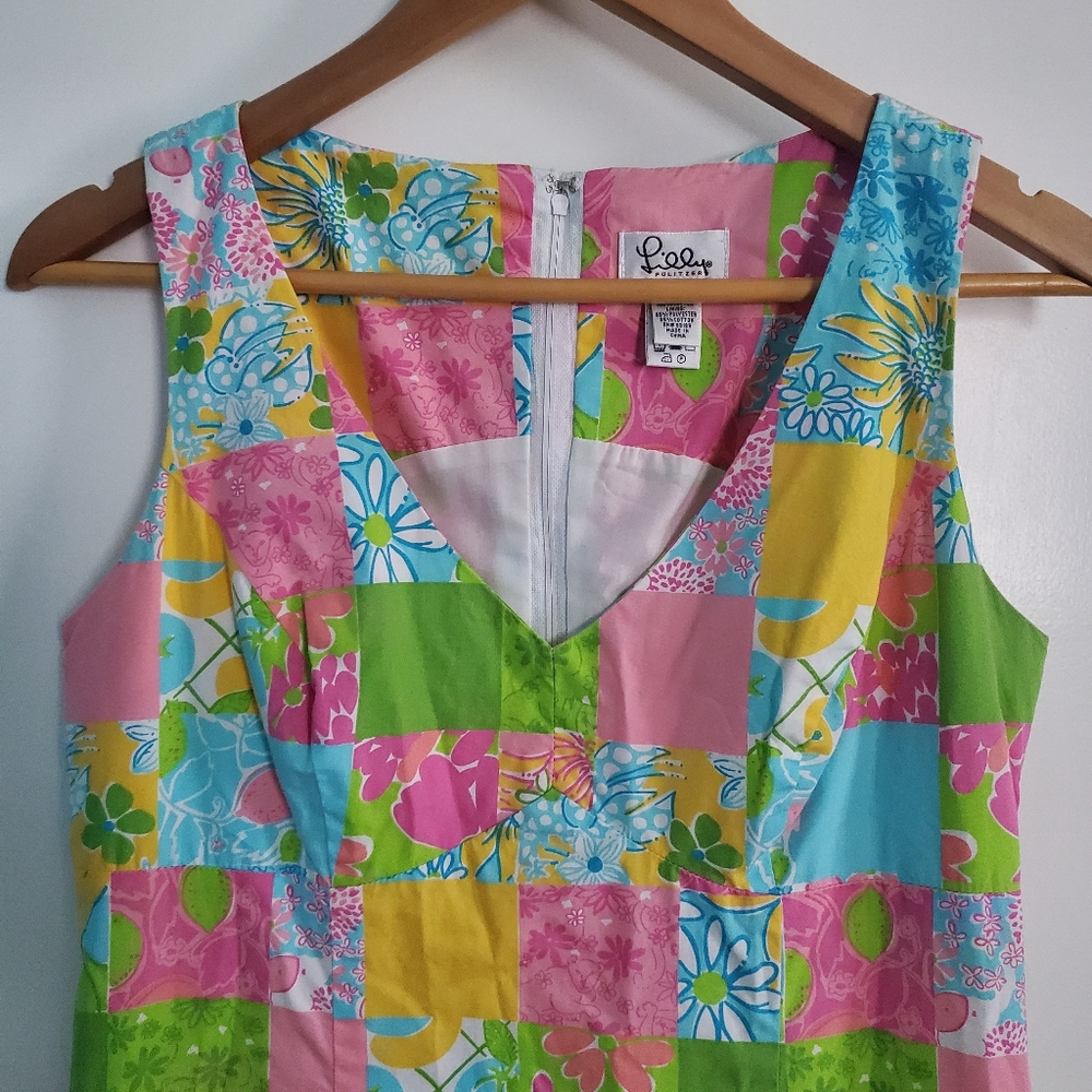 Lilly Pulitzer Patchwork Patterned Cotton Shift D… - image 3